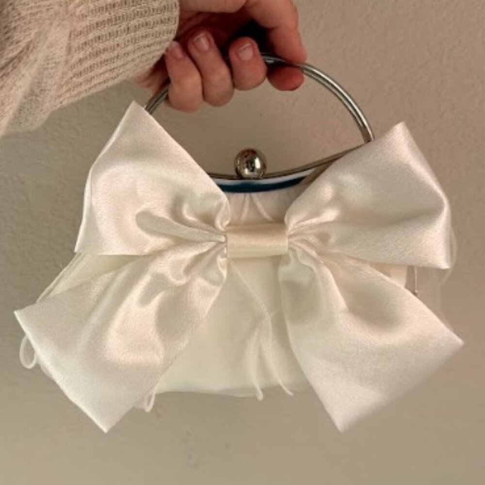 Elegant Satin Bow Clutch Bag - Bridal / Evening Purse